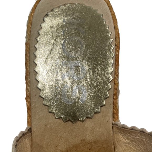 KORS Michael Kors Gold Cross Strap Espadrille Wedges, Size 6 - Picture 6 of 9